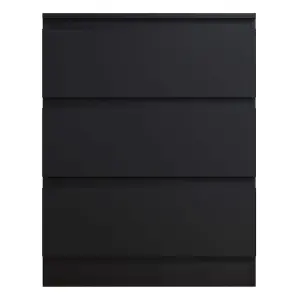 Black Chest Of 3 Drawers Scratch Resistant Bedroom Furniture