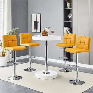 Furniture In Fashion Havana White High Gloss Bar Table With 4 Coco Curry Stools