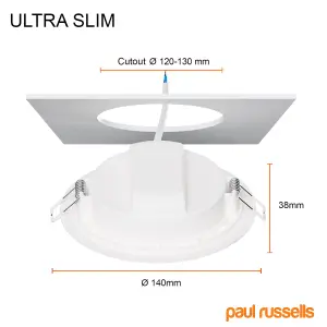 paul russells LED Round Panel Ceiling Lights, 12W 1150 Lumens, Spotlights, IP20, 4000K Cool White, Pack of 6