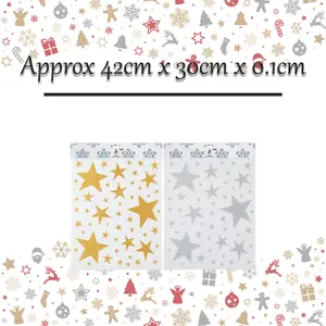 Christmas Stickers Glitter Stars 1 Varied Design 42cm x 30cm Gold or Silver