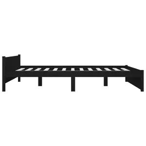 Berkfield Bed Frame Black Solid Wood 150x200 cm King Size