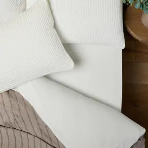 Fitted Bed Sheet Double Plain White 100% Cotton Soft Breathable Bedsheet