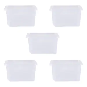 Wham Crystal 5x 28L Plastic Storage Boxes with Lids. Small Size, Strong. Made in the UK Clear