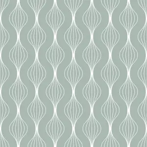 Bobbi Beck eco friendly Green modern wavy line Wallpaper