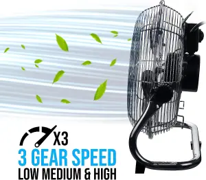 Belaco 9" Chrome Metal Floor Fan - High Velocity