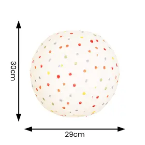 ValueLights Annie Polka Dot Natural Fabric Globe Ball Ceiling Lamp Shade with LED Bulb