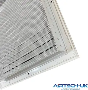 AirTech-UK HVAC Fixed Louvre Exterior Grille 400 x 400mm Air Vent Aluminum Grille for Walls and Crawl Space Bird Mesh Weatherproof