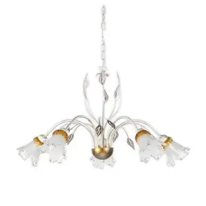 Luminosa Lancia 5 Light Multi Arm Pendant Ceiling Light, White