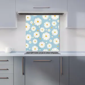 Summer Daisy Pattern Premium Glass Kitchen Splashback W600mm x H600mm