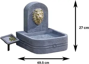 Lion Head Fountain Modern Rock Fall Water Fountain - Solar Powered Resin Recycling Water Feature