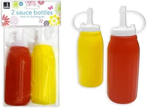 Pack Of 2 Bello Sauce Bottles Ideal For Ketchup & Mustard