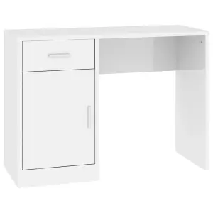 Berkfield Desk with Drawer&Cabinet High Gloss White 100x40x73 cm Engineered Wood