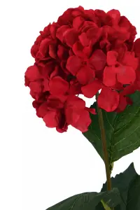 Fiori 74cm Hydrangea Stem Red Flower Artificial Plant Foliage