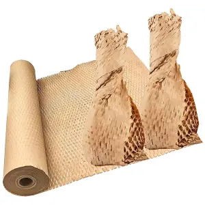 2 Rolls (100m) Brown Honeycomb 400m Wrapping Paper Rolls For Packing/Moving Hive Cushioning Wrap