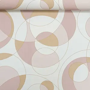 Rasch Retro Circle Pattern Pink Orange Gold White Wallpaper