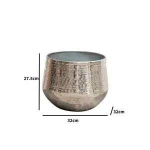 Melody Maison Large Round Silver Patterned Planter