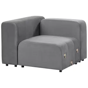 2 Seater Modular Velvet Sofa with Ottoman Grey FALSTERBO