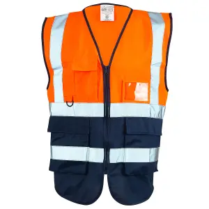 Hi Vis Executive Vest - Two Tone Orange/ Navy - Small