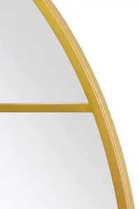 MirrorOutlet The Circulus Gold Framed Flat Bottom Circular Window Wall Mirror 189CM X 180CM