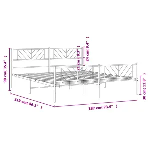 Berkfield Metal Bed Frame with Headboard and Footboard Black 183x213 cm