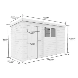 DIY Sheds 11x5 Pent Shed - Single Door With Windows