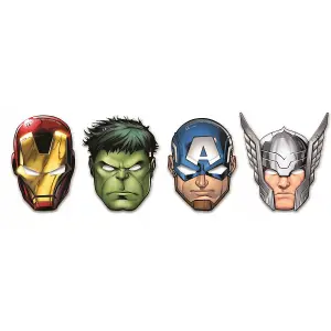 Avengers Paper Party Mask (Pack of 6) Red/Gold (One Size)