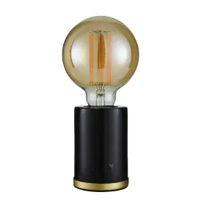 Inlight Cylinder Matt Black Marble effect Table lamp