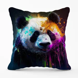 Panda Face Splashart Colourful Outdoor Cushion 45cm x 45cm