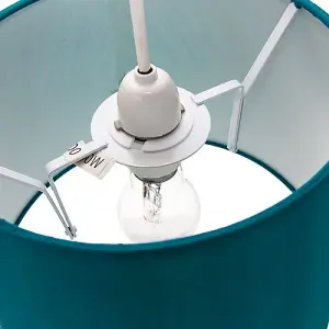 Traditionally Designed Small 8 Drum Lamp Shade in Unique Teal Faux Silk Fabric