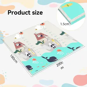 180cm x 200cm Playmat, Extra-Large&Thick Foldable Foam Baby Play Mat, Thickness 1.5cm