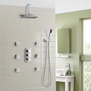 Nes Home Olive 3 Way Square Concealed Thermostatic Mixer Valve Hand Held Body Jet Shower