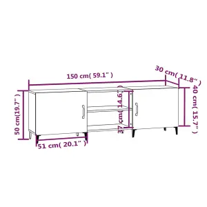 Berkfield TV Cabinet Concrete Grey 150x30x50 cm Engineered Wood