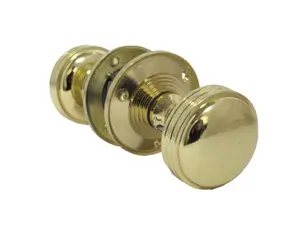 Door Knobs Reeded Heavy Duty Mortice Knob - Polished Brass 64mm