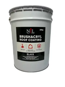 Njl Direct Brushacryl One Coat Leaksealer Waterproof Roof Coating Fibre Reinforced Black 20KG