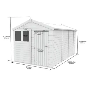 DIY Sheds 8x15 Apex Shed - Double Door With Windows