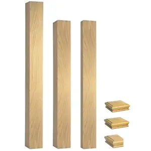 Solid Oak Complete 70mm Square Newel Post Kit Inc Cap's UK Manufactured Traditional Products Ltd