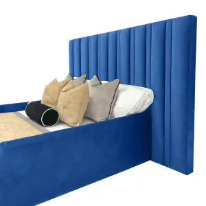 Mario Kids Bed Plush Velvet with Safety Siderails- Blue