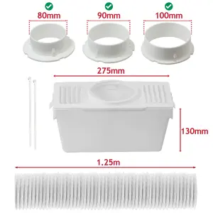 SPARES2GO Universal Tumble Dryer Condenser Vent Box & Hose Kit (1.25m)