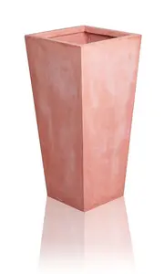 Primrose Terracotta Fibrecotta Tall Flared Square Planter 65cm