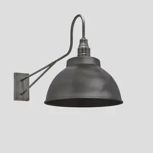 Industville Long Arm Dome Wall Light, 13 Inch, Pewter, Pewter Holder