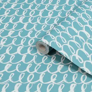 Fresco Blue Sea swirl Smooth Wallpaper Sample