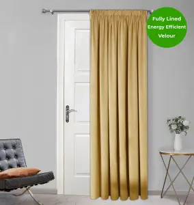 Home Curtains Montreal Fully Lined Soft Velour 45w x 84d" (114x213cm) Gold Door Curtain (1)