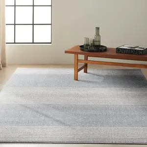 Grey Striped Modern Rug Easy to clean Dining Room-160cm X 221cm