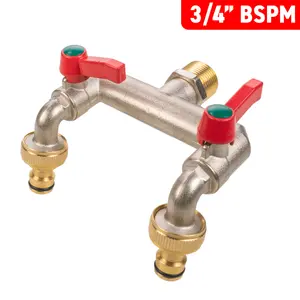 Outdoor Garden Metal tap Splitter/Manifold,Universal Hose connectors,3/4" bsp Inlet Thread(26mm Across) ASIN