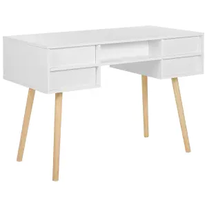 Home Office Desk with Storage White LEVIN