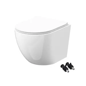 Grohe 1.13m Concealed Frame Cistern Set & Bubly Bathrooms™ Rimless D Shape Wall Hung Toilet - Hidden Fixation