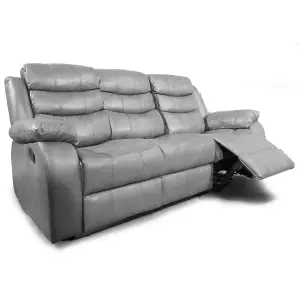 Venlo Grey Leather Like Manual Reclining Sofa Suite 3 Seater and 2 Seater