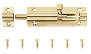 Smith & Locke Gold Brass effect Brass Barrel Door bolt N233 (L)76mm (W)25mm