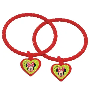 Disney Cafe Plastic Minnie Mouse Charm Bracelet (Pack of 4) Red/Green/White (One Size)