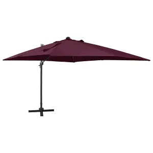 Berkfield Cantilever Umbrella with Pole and LED Lights Bordeaux Red 300 cm